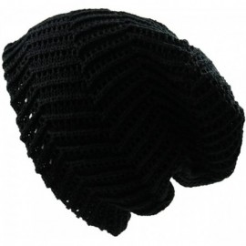 Skullies & Beanies Unisex Knit Slouch Reversible Beanie - Black - CM11TWU4HXR $12.03