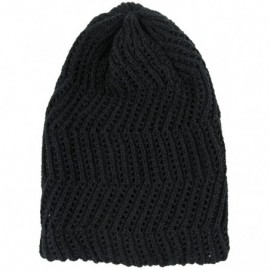 Skullies & Beanies Unisex Knit Slouch Reversible Beanie - Black - CM11TWU4HXR $12.03