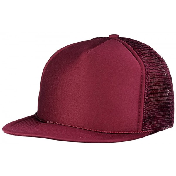 Baseball Caps Blank Mesh Adjustable Snapback Cotton 6-Panel Trucker Hat Cap - Maroon - C911LZX3APT $10.39