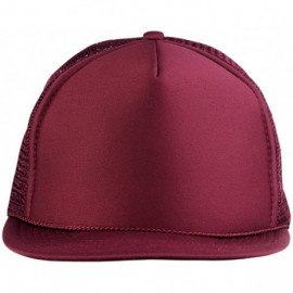 Baseball Caps Blank Mesh Adjustable Snapback Cotton 6-Panel Trucker Hat Cap - Maroon - C911LZX3APT $10.39