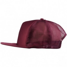 Baseball Caps Blank Mesh Adjustable Snapback Cotton 6-Panel Trucker Hat Cap - Maroon - C911LZX3APT $10.39