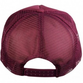 Baseball Caps Blank Mesh Adjustable Snapback Cotton 6-Panel Trucker Hat Cap - Maroon - C911LZX3APT $10.39