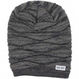 Skullies & Beanies Winter Knit Hat Men & Women Beanie Fleece Lining Skully Cap Warm Ski Slouchy Hats - Black - CF18HOQCSUC $1...