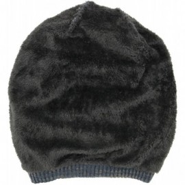Skullies & Beanies Winter Knit Hat Men & Women Beanie Fleece Lining Skully Cap Warm Ski Slouchy Hats - Black - CF18HOQCSUC $1...