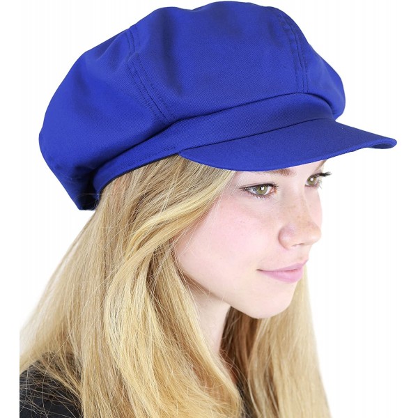 Newsboy Caps Exclusive Cotton Newsboy Gatsby Applejack Cabbie Plain Hat Made in USA - Royal - CG12OD23K1G $13.89