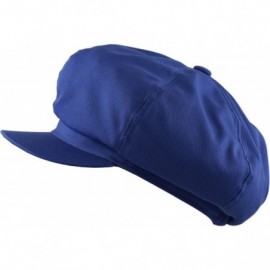 Newsboy Caps Exclusive Cotton Newsboy Gatsby Applejack Cabbie Plain Hat Made in USA - Royal - CG12OD23K1G $13.89