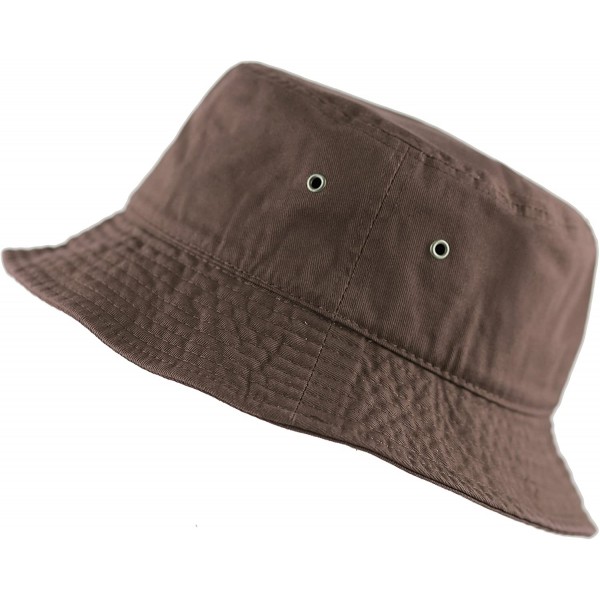 Bucket Hats Unisex 100% Cotton Packable Summer Travel Bucket Beach Sun Hat - Brown - CP18DD04OM8 $8.39