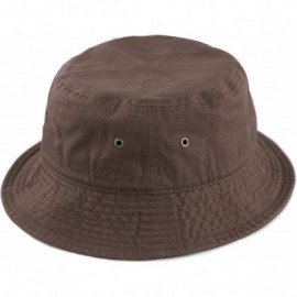 Bucket Hats Unisex 100% Cotton Packable Summer Travel Bucket Beach Sun Hat - Brown - CP18DD04OM8 $8.39