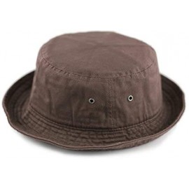Bucket Hats Unisex 100% Cotton Packable Summer Travel Bucket Beach Sun Hat - Brown - CP18DD04OM8 $8.39