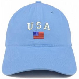Baseball Caps American Flag and USA Embroidered Dad Hat Patriotic Cap - Carolina Blue - CB185HLTCTO $34.85