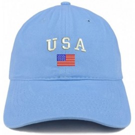 Baseball Caps American Flag and USA Embroidered Dad Hat Patriotic Cap - Carolina Blue - CB185HLTCTO $20.82