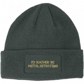 Skullies & Beanies Patch Beanie I'd Rather Be Metal Detecting Embroidery Acrylic - Dark Grey - C018A58QKI6 $17.00