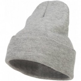 Skullies & Beanies 12 Inch Long Knitted Beanie - Heather Grey - CL18CATLZDS $12.22