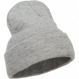 Skullies & Beanies 12 Inch Long Knitted Beanie - Heather Grey - CL18CATLZDS $12.22