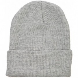 Skullies & Beanies 12 Inch Long Knitted Beanie - Heather Grey - CL18CATLZDS $12.22