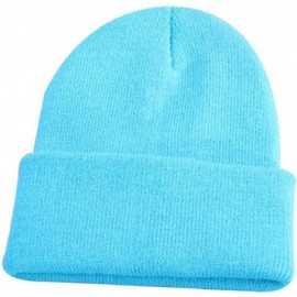 Skullies & Beanies Men Women Beanie Knit Cap Hip-Hop Winter Warm Elastic Cuff Hat - Dark Sea Blue - CY12O69OYF3 $14.84