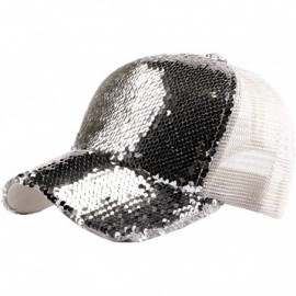Baseball Caps Reversible Sequin-Hat Baseball for Women Mesh Trucker Hat - White - C518OZ2R8T7 $23.15