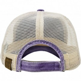 Baseball Caps Women's Adjustable Athletic Trucker Hat Mesh Baseball Cap Dad Hat - Washed Distressed - Violet W/ Beige - C618S...