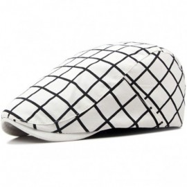 Newsboy Caps Men's Unisex Cotton Plaid Newsboy Ivy Irish Cabbie Gatsby Golf Cap Hat for Men - White - CR182EHHNGI $11.31