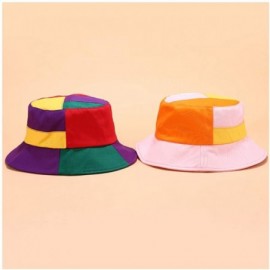 Bucket Hats Reversible Cotton Bucket Hat Multicolored Fisherman Cap Packable Sun Hat - Red&purple - C718WC4GZOQ $17.13