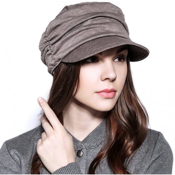 Sun Hats Womens Newsboy Cabbie Hat Beret Cap Cloche Cotton Painter Visor Hats Summer Sun Hat - Dark Khaki - CZ1836IS8D4 $19.40