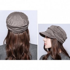 Sun Hats Womens Newsboy Cabbie Hat Beret Cap Cloche Cotton Painter Visor Hats Summer Sun Hat - Dark Khaki - CZ1836IS8D4 $19.40