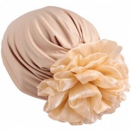 Skullies & Beanies Women Flower Elastic Turban Beanie Head Scarf wrap Chemo Cap hat for Cancer Patient - Khaki - CC18743XC6O ...