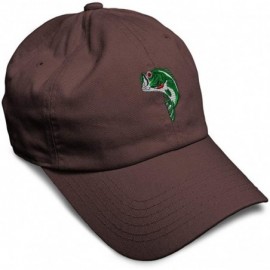 Baseball Caps Custom Soft Baseball Cap Fish Sea Bass Embroidery Dad Hats for Men & Women - Brown - CP18SEIRE93 $12.24