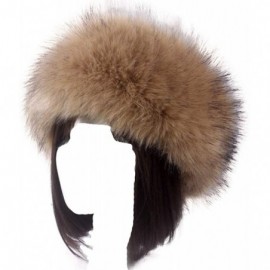 Skullies & Beanies Women's Faux Fur Headband Soft Winter Cossack Russion Style Hat Cap - Khaki - C418L8K9KXZ $11.13