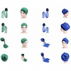 Headbands Women Velvet Turban Hat Headwrap Headscarf Headband Long Head Wrap Hijab Scarf - Ja Flower Black - CO18YGC2E83 $8.84