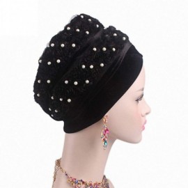 Headbands Women Velvet Turban Hat Headwrap Headscarf Headband Long Head Wrap Hijab Scarf - Ja Flower Black - CO18YGC2E83 $8.84