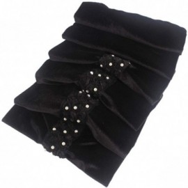 Headbands Women Velvet Turban Hat Headwrap Headscarf Headband Long Head Wrap Hijab Scarf - Ja Flower Black - CO18YGC2E83 $8.84