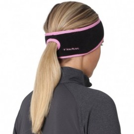 Balaclavas Women's Ponytail Headband - Fleece Earband - Winter Running Headband - Black / Fast Pink - CV112LQIZ9L $15.68