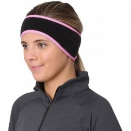 Balaclavas Women's Ponytail Headband - Fleece Earband - Winter Running Headband - Black / Fast Pink - CV112LQIZ9L $15.68
