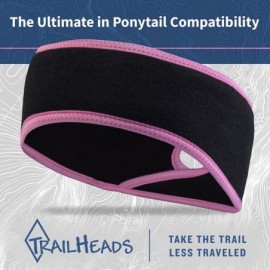 Balaclavas Women's Ponytail Headband - Fleece Earband - Winter Running Headband - Black / Fast Pink - CV112LQIZ9L $15.68