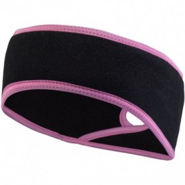 Balaclavas Women's Ponytail Headband - Fleece Earband - Winter Running Headband - Black / Fast Pink - CV112LQIZ9L $15.68