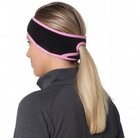 Balaclavas Women's Ponytail Headband - Fleece Earband - Winter Running Headband - Black / Fast Pink - CV112LQIZ9L $15.68