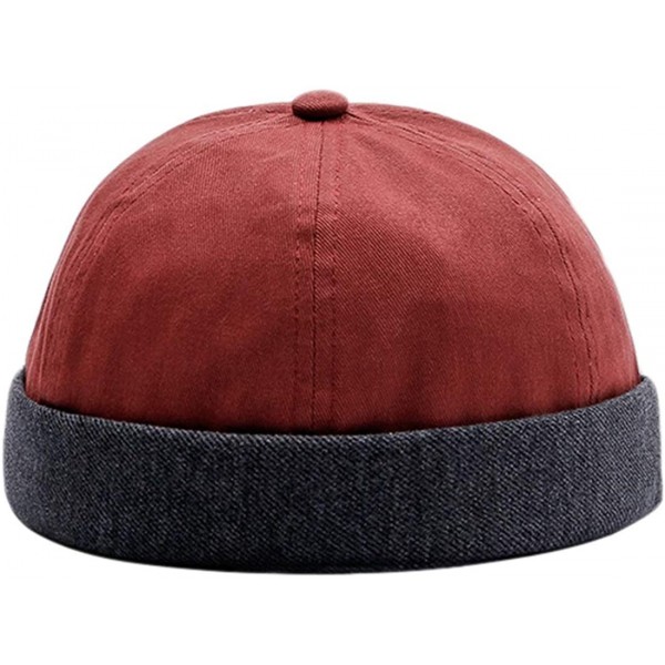 Skullies & Beanies Retro Rolled Cuff Skull Caps Brimless Beanie Hats for Men/Women - C-red - CP12H654IQZ $16.44