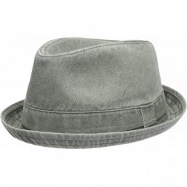 Fedoras Men's Casual Vintage Style Washed Cotton Fedora Hat - F2232-olive - CP12F7D4X6D $45.84