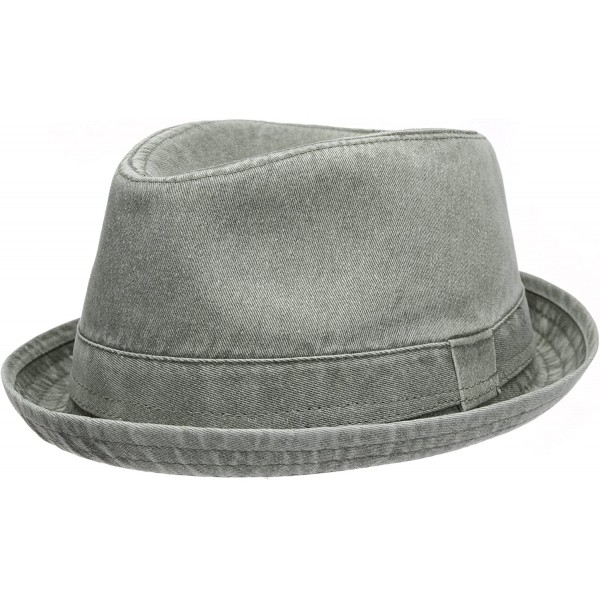 Mens Casual Vintage Style Washed Cotton Fedora Hat F2232 Olive