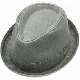 Fedoras Men's Casual Vintage Style Washed Cotton Fedora Hat - F2232-olive - CP12F7D4X6D $20.19