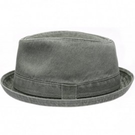 Fedoras Men's Casual Vintage Style Washed Cotton Fedora Hat - F2232-olive - CP12F7D4X6D $20.19