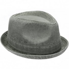 Fedoras Men's Casual Vintage Style Washed Cotton Fedora Hat - F2232-olive - CP12F7D4X6D $20.19