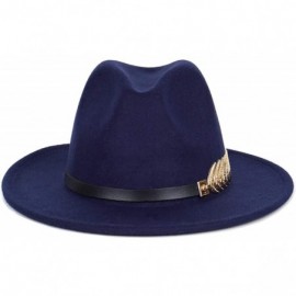 Fedoras Women Fedora Hat Simple Metal Belt Buckle Panama Hat Vintage Jazz Cap - Dark Bule - C218KH2KYG8 $11.97