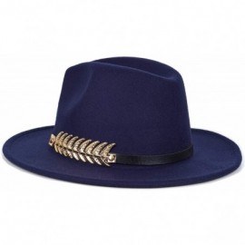 Fedoras Women Fedora Hat Simple Metal Belt Buckle Panama Hat Vintage Jazz Cap - Dark Bule - C218KH2KYG8 $11.97