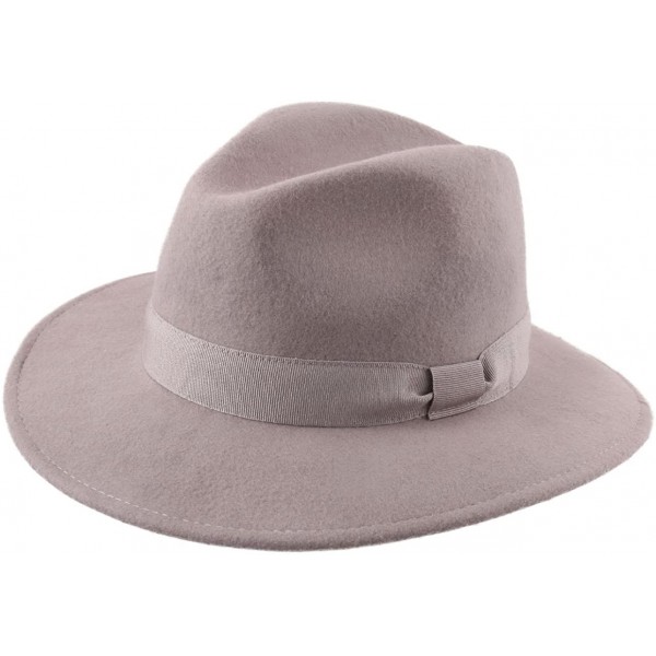 Fedoras Traveller Cavalier Wool Felt Fedora Hat - Taupe - CH187IS9KG5 $48.21
