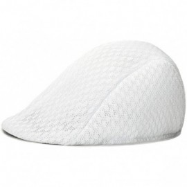 Newsboy Caps Unisex Duck Mesh Sun Flat Cap Golf Beret Newsboy Cabbie Hat - White - CL12O5C0416 $6.68