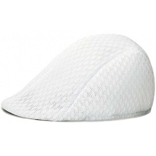 Newsboy Caps Unisex Duck Mesh Sun Flat Cap Golf Beret Newsboy Cabbie Hat - White - CL12O5C0416 $6.68