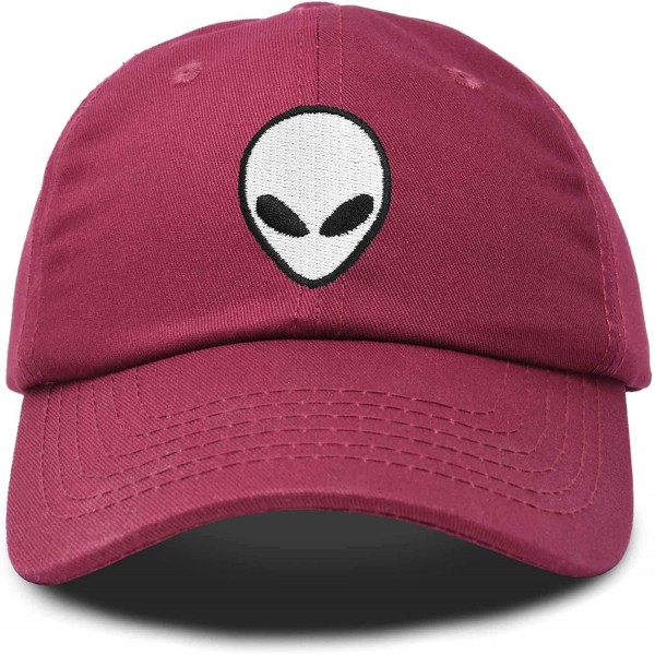 Baseball Caps Alien Head Baseball Cap Mens and Womens Hat - Maroon - C518M64EGZE $11.48