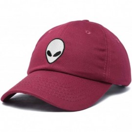 Baseball Caps Alien Head Baseball Cap Mens and Womens Hat - Maroon - C518M64EGZE $11.48